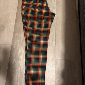 Hot Topic Multicolor Plaid Skinny Pants - Black, Red, Yellow & Green
